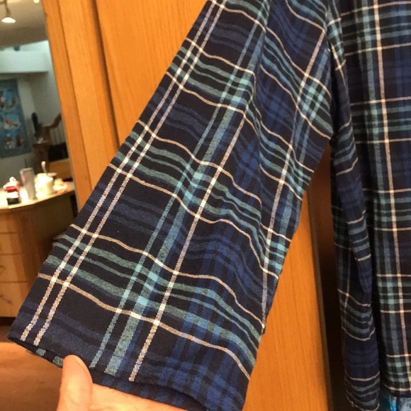 #followme Large blue plaid pajama top.  Button up long sleeve with pocket - Picture 5 of 9